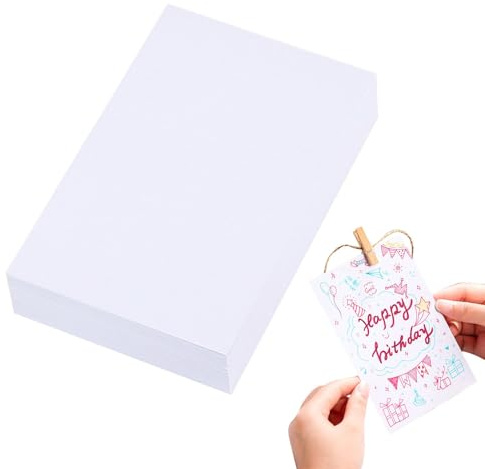 A6 Blank Postcards, White Card Postcard Blank Card Art Crafting Thick Cardstock 300gsm, Printable Postcards Set for Art or Blank Postcard for Mailing(100 Sheets)