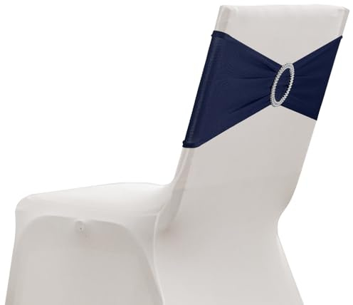 sourcing map Paquete de 20 bandas elásticas para silla, banda elástica para silla con hebilla deslizante, lazos elásticos universales para bodas, fiestas, ceremonias, eventos, decoración, color azul