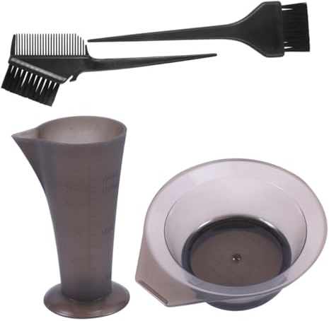 SEWACC Kit de Tinte Cabello 4 Piezas Pincel, Cuenco y Taza Medidora de Plástico Duradero, Colores Surtidos, Herramientas para Teñir Cabello en Casa y Salón Profesional