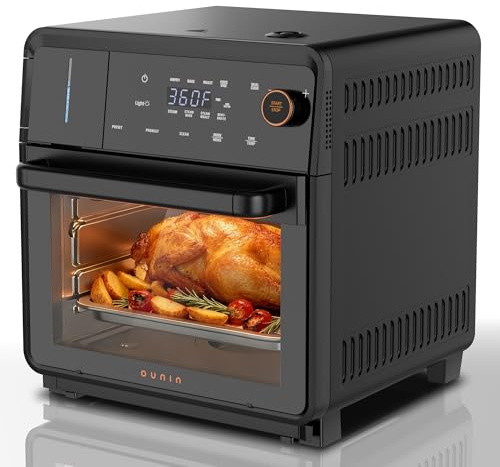OUNIN Steam Oven 18L, 11-in-1 Air Fryer Oven with Steam Infusion, Dual Cook, Bake, Roast, Dehydrate & Self-Cleaning, 360° Even Heating, Easy to Use, Stainless Steel Inner, Space-saving Design