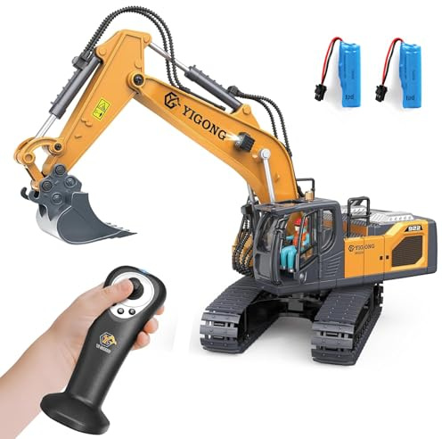 ARRIS 1:20 Scale RC Excavator, Mini RC Construction Models with 2 Rechargeable Batteries, Light & Sound, 11 Channel 2.4 GHz Remote RC Building Toy Gifts