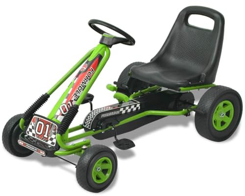 Ziaphsol Pedal Go-Kart con asiento ajustable, color verde, vehículo de pedales para niños con eje de péndulo, ruedas de PVC, 96 x 56 x 60 cm, para 3 a 6 años, para jardín y zona de juego