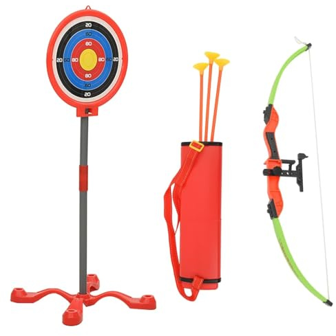 LoogCape Juego de arco para niños con diana para exteriores, incluye 3 flechas de ventosa, soporte estable, adecuado para niños a partir de 6 años, promueve la coordinación, el movimiento y la