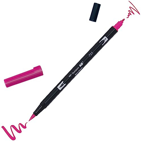 Tombow AB-T755 fiberpenna ABT dubbel pensel penna med två spetsar rubin röd