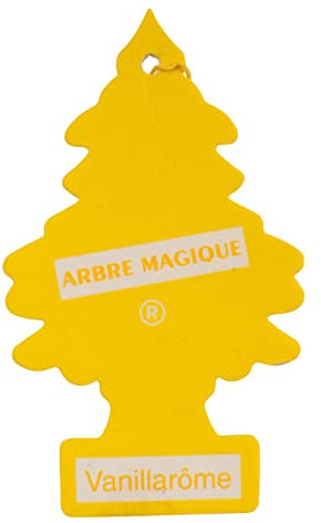 Turbocar - Désodorisant Arbre Magique Voiture - Couleur: Jaune - Parfum Vanille - Désodorisant Plat à Suspendre - Absorbe Les odeurs désagréables - A Suspendre au rétroviseur - Forme Sapin