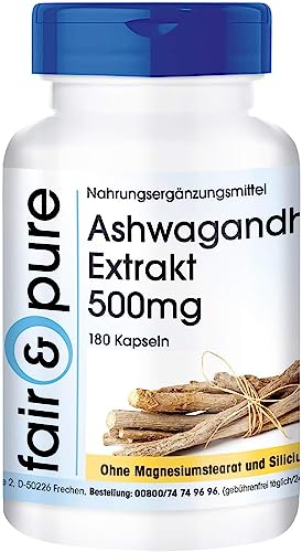 Fair & Pure® - Estratto di Ashwagandha 500mg - Vegano e naturale - 5% withanolidi - 180 Capsule