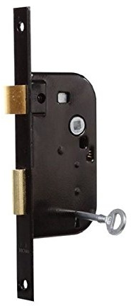 Bricard 2657 - Cerradura empotrada con Eje de 50 mm para Puerta de casa, Puerta Interior o de Servicio, Llaves de Seguridad 4 gargantas, Color Negro