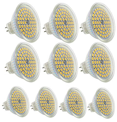 10 stycken GU5.3 MR16 LED lampa 12 V varm vit 3 W, 25 W GU5,3 halogenlampa ekvivalent, GU 5.3 baslampor, hög kompatibilitet, 3000 K,50 mm diameter, aluminium, 320 LM