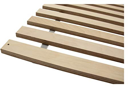 CLAMARO Somier enrollable de 100 x 200 cm con 22 listones de madera de abedul extra estable para 450 kg de carga superficial, incluye orificios de fijación y tornillos pretaladrados. Somier de láminas
