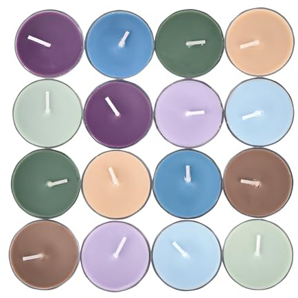 Sungmor Scented Tealight Candles 16 Pack - 100% Soy Wax, Smoke-Free, 4 Scents, 3-4hr Burn, for Bathroom/Party/Yoga/Wedding Decor and Daily General Use