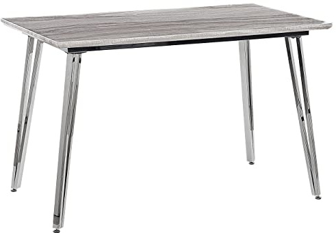 Beliani Mesa de Comedor de Tablero MDF 120 x 70 cm 4 Personas Efecto mármol Patas de Metal Plateado Moderno Greyton