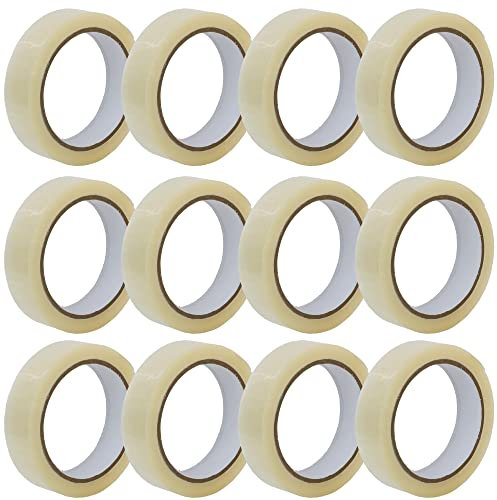 Coselena 12 Pack Cellotape Roll - 24mm x 66m Heavy Duty Sticky Packaging Tape - Easy to Use Crystal Clear Parcel Tape - Ideal Packing Tape for Tape Dispenser, Tape Gun & Cardboard Boxes for Moving