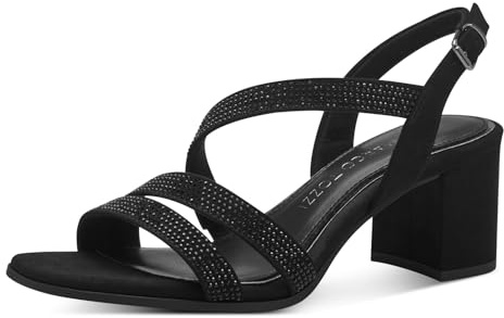 MARCO TOZZI Sandali Donna con Tacco Glitterati Vegani, Nero (Schwarz), 39 EU