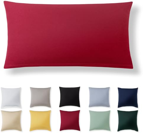Alreya Kissenbezug 40 x 80 cm - Rot - 100% Jersey Baumwolle - Kissenhülle für Kissen 40x80 cm, Jersey Kopfkissenbezüge, Superweicher Kissenbezug 40x80 mit Reißverschluss