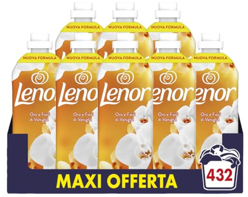 Lenor Ammorbidente Lavatrice Concentrato 432 Lavaggi (8X54), Oro e Fiori di Vaniglia, Freschezza Che Dura 3 Volte Più A Lungo, Con Tecnologia Olii Profumati