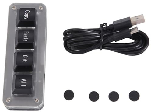 Qezodsx Mini 4-Key Select Copy Paste Cut All Macro Pad Shortcut One Handed Keyboard RGB Gaming Mechanical Keyboard OSU Key Easy Install