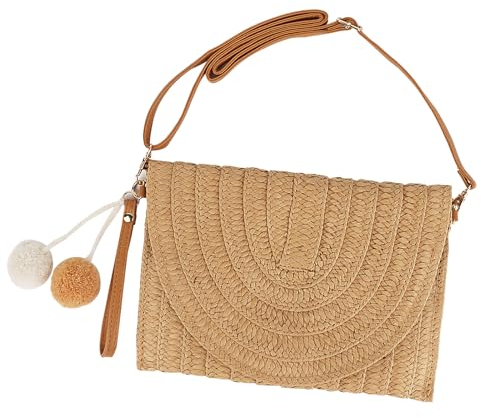 Strohtasche,Damen-Einschulter-Strohtasche,Damen Clutch Stroh Umhängetasche,Sommer Strandtasche,Korbtasche,Reine handgemachte spinnende Schultertasche,Korbtasche Klein,Boho Tasche,Crossbody Tasche