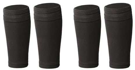 2 Paar Fußball Schienbeinschoner Socken,Anti-Rutsch Ärmel Schienbeinschonerhalter Stutzenhalter Fußball Socken für Kinder Erwachsene Anfänger(Schwarz)