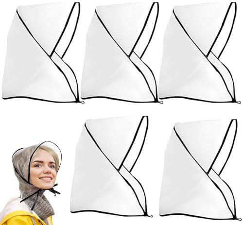 5 Piezas Gorro de lluvia de Plástico Transparente,Sombrero de Lluvia con Parasol Transparente Impermeable Lluvia Sombrero de lluviaProteger para proteger el peinado