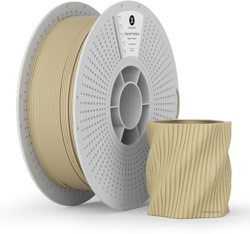 kexcelled PETG Opaco Filamento 1,75 mm +/- 0,03 mm, Finitura Opaca Antiriflesso dai Colori Tenui, Resistenza Chimica, Bobina Rimovibile, 1 kg Materiale Estetico per Stampa 3D, Giallo Burro