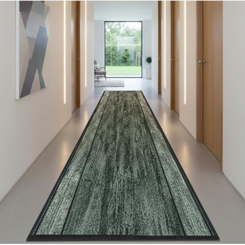 Alfombra de Pasillo Contemporánea – Diseño Texturizado y Antideslizante, Ideal para Cocina, Entrada o Corredor – Lavable, Modernos (Vara Verde 67x250 cm)