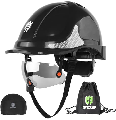 GREEN DEVIL 2910VR Cap-Style Hard Hat Vented ABS Safety Helmet with Built in Visor Lightweight Adjustable Construction Hard Hats for Men and Women 6 Pt.Suspension Work Hardhat