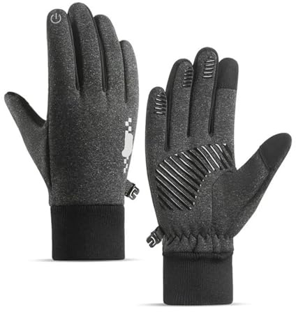 EFRJUWI Guanti invernali, touchscreen antiscivolo for bambini, caldi e antivento, sportivi for ragazzi ragazze per Ciclismo,Bici,Alpinismo(Grey,10-14 yeard old)