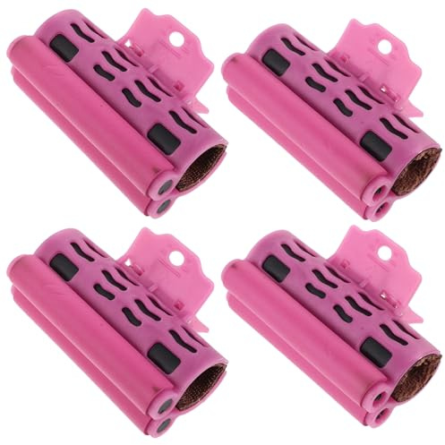 Ipetboom Lot de 4 Grandes Pinces à Bigoudis Chauffants en Plastique Isolation Thermique, Résistance la Chaleur, Alertes Visuelles de Température, pour Coiffure Professionnelle
