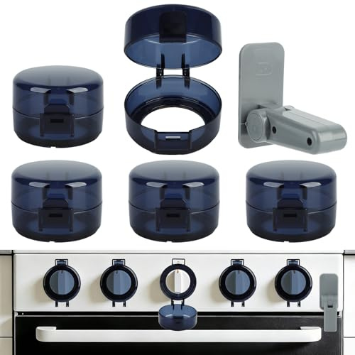 BigKing Set di 5 griglie di protezione per stufa, 1 coperchio per bottoni, 1 porta del forno, per un diametro massimo di 4 cm e 4 cm, pulsanti alti con una distanza minima di 7,6 cm, centro centro