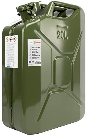 MOTORKIT Tanica da 20 Litri in Metallo con Attacco a Baionetta. Jerrycan di Colore Verde Oliva