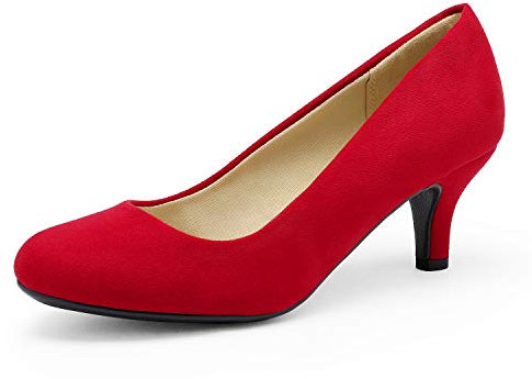 DREAM PAIRS Women's LUVLY Court Shoes Sandals Bridal Wedding Party Low Heel Pump Shoes, Size 5.5, Red