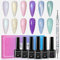 MIZHSE Gel Nagellack Set - 6 Farben Pearl Effect UV Nagellack Set Weiß Shimmer Gel Nail Polish Set mit Thread Shell Gellack 7ml UV/LED Soak Off Pearl UV Gels Nagellack 6PCS
