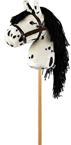 ByAstrup - Stokpaard Wit met zwart Gestippeld in rugzak