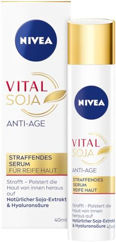 NIVEA Vital SOJA Anti-Age Straffendes Serum, intensives Feuchtigkeitsserum für reife Haut mit natürlichem Soja-Extrakt, straffende Gesichtspflege mit Hyaluronsäure (40 ml)