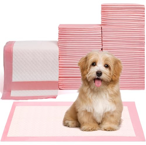 Pet Toilet Training Pads 100Count Disposable Puppy Pee Pads 18 x 13 for Dogs, Ultra Absorbent|Quick Dry|Leak-Proof Pet Potty Pads for Dog, Cat, Rabbits and Guinea Pigs (Pink)