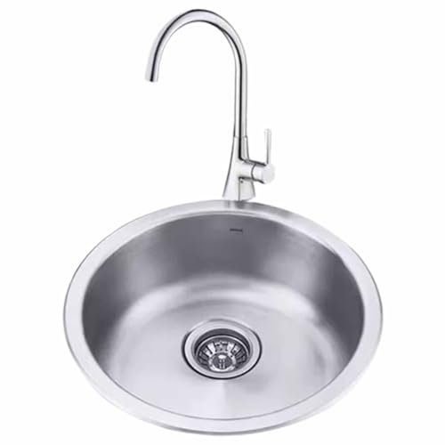 Stainless Steel Round Kitchen Sink Large Single Sink Set with Universal Chrome Plating Faucet Small Undercounter Washbasin