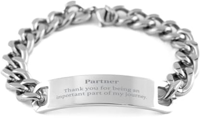 LANKEST Partner Appreciation Gifts Thank you for being an important part Thank You Cuban Chain Stainless Steel Bracelet for Partner Birthday Unique Gifts for Partner