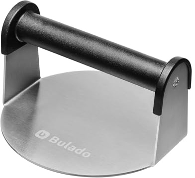 Bulado Presse à hamburger ronde de 15,2 cm pour plaque de cuisson avec poignée résistante à la chaleur, outil de broyage à hamburger anti-adhésif en acier inoxydable pour plaque de cuisson plate,