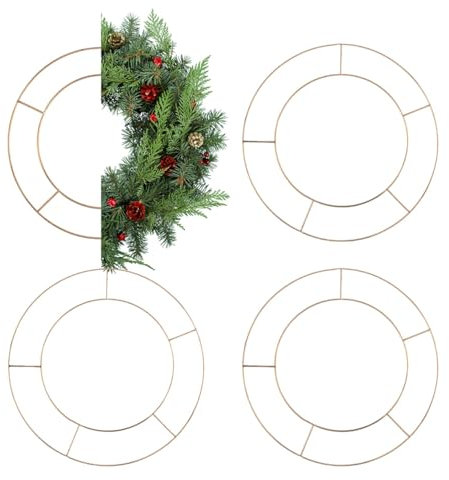 Caliko 5 Pcs 14 Inch Wreath Ring, Metal Wire Wreath Frame for Wreath Making Supplies Floral Craft, DIYs & Front Door Decor| Wreath Base for New Year Birthday Valentines & Christmas Wreath Making Kit.