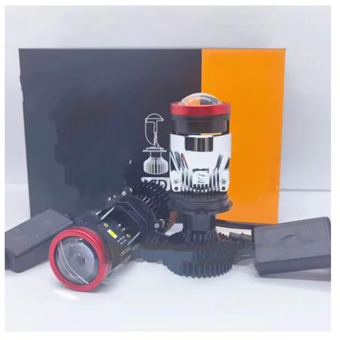 IUKMRT Juego De Faros Delanteros Lente De Proyector LED H4, Lentes Bi-LED H4, Bombilla Para Automóvil, Haz Alto/bajo, LHD, RHD, Faro Delantero De 12V Faro Principal(Y7D,RHD)