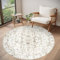 Homcomodar Teppich Rund Beige 120cm Teppich Wohnzimmer Kurzflor Teppiche Schlafzimmer Waschbarer Vintage Wohnzimmerteppich für Schlafzimmer Wohnzimmer
