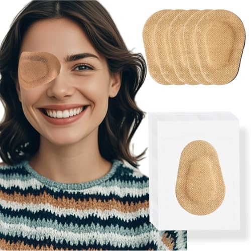 THSIREE 20 Pcs Adhesive Eye Patches for Adults, Medical Eye Patch Disposable Breathable Eyepatch for Amblyopia Lazy Eye Latex Free Adhesive Bandages for Adults, Regular Size 3.3×2.3 inches, Nude Color
