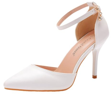 ticticlily Escarpins Femmes à Bride Cheville et Talon Aiguille à Bout Pointu Mariage Chaussures Talon Haut Sexy A3 9,5cm 43 EU