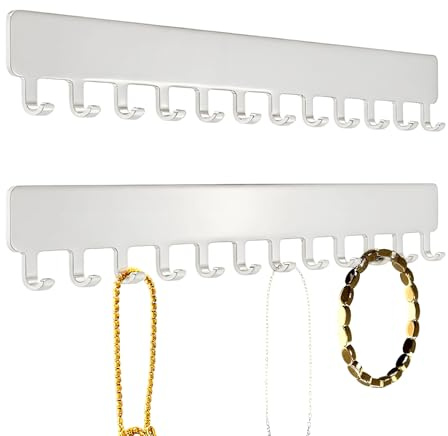 Cjytdkj Wall Mounted Necklace Holder, 2PCS Adhesive Jewellery Hooks
