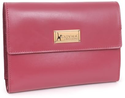 Catwalk Collection Handbags - Pochette Bijoux Voyage - Cuir et Suède - Rouleau Bijoux Femme - Organisateur/Rangement - CHANELLE - Rose