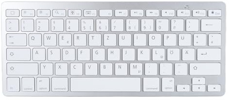 MENDUNER Trådlöst Bluetooth-Tangentbord Bärbart Ultratunt Kompakt Tangentbord för PC Bärbar Surfplatta, TVåspråkig Layout, Kompatibel med Android PC Smart TV (Tysk QWERTZ-layout)