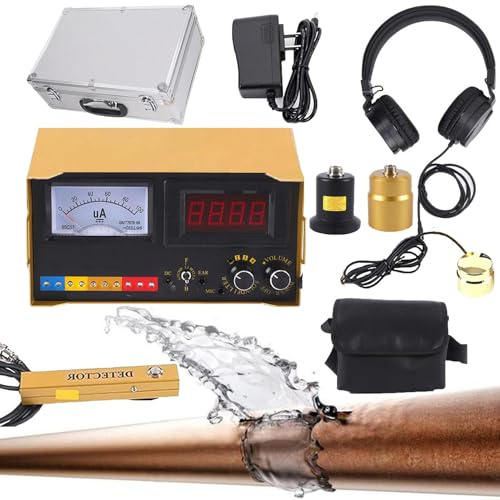 Detector de fugas de agua, sensor geófono, herramienta de detección de fugas para interiores y exteriores, sensor eléctrico preciso de fugas con auriculares y funda de transporte, engranaje ajustable