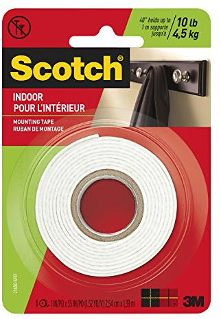 3M Scotch Indoor Doppelseitiges Montageband und -streifen für Scotch-Mount: 1 in x 55 in. (Weiß)