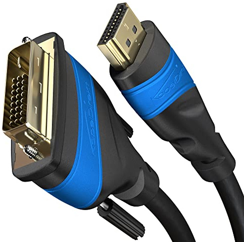 HDMI DVI Adapter Cable with A.I.S. Signal-Interference Protection – 15ft (bi-Directional DVI-D 24+1/HDMI Monitor Cable, PC/Laptop to Monitor/TV, Full HD/1080p) by CableDirect