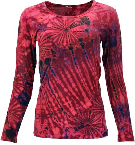 GURU SHOP batikskjorta, långärmad tröja, dam, blå, syntetisk, storlek: 38, tröjor, långärmade & tröjor alternativ kläder, röd, 38